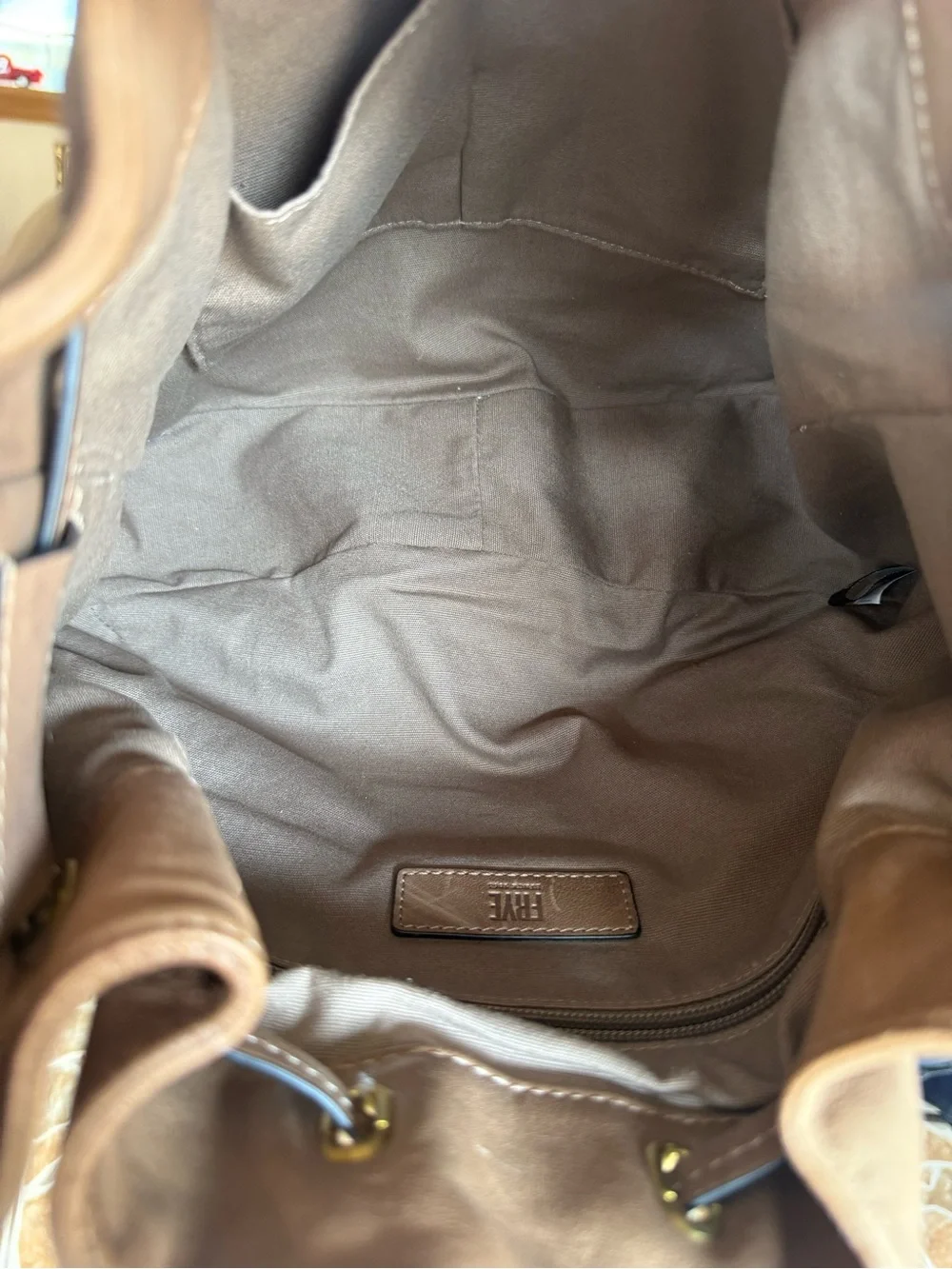 Frye Brown Leather Drawstring Hobo Bag